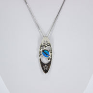 Opal and SIlver Surfboard Necklace