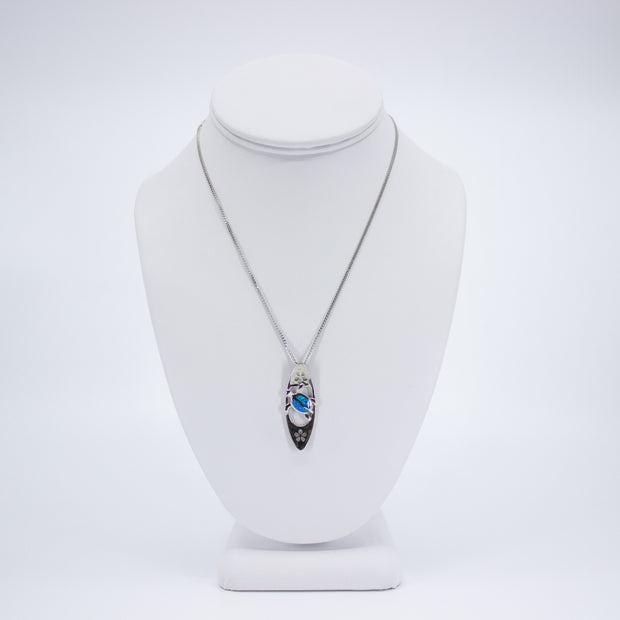 Opal and SIlver Surfboard Necklace