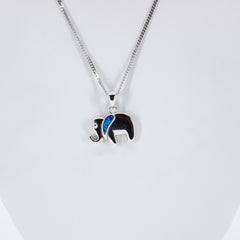 Opal and Silver Elephant Necklace