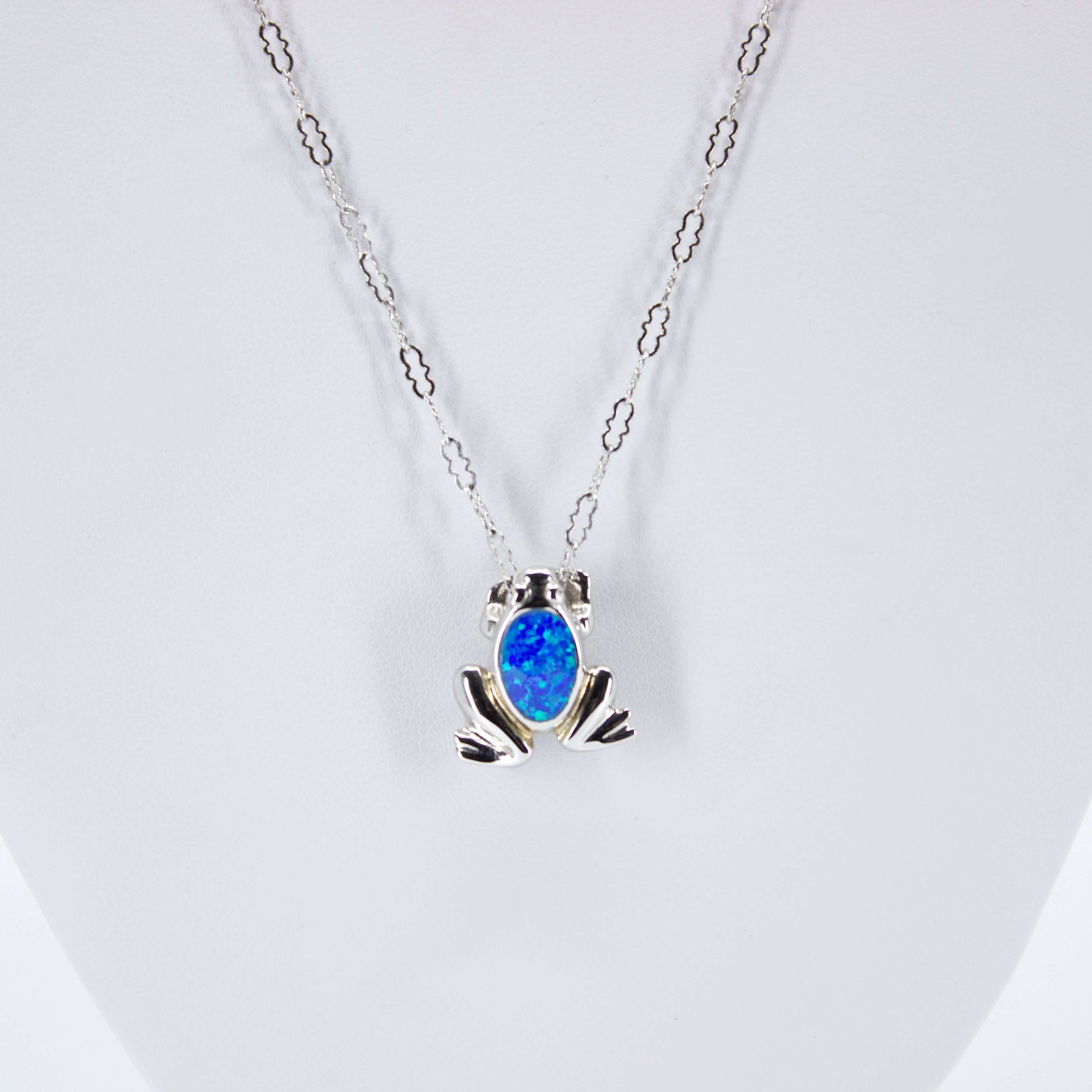 Opal and Silver Frog Necklace