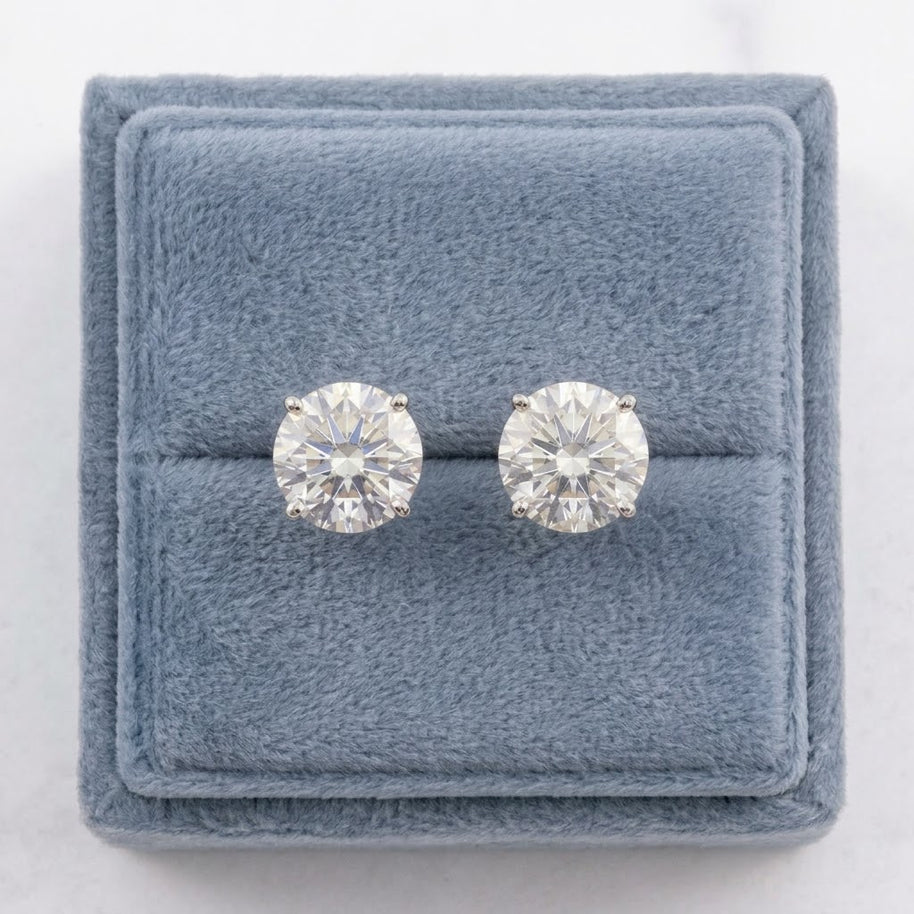 Moissanite Stud Earrings 1CT | 6.5MM | .925 Silver Round Stones