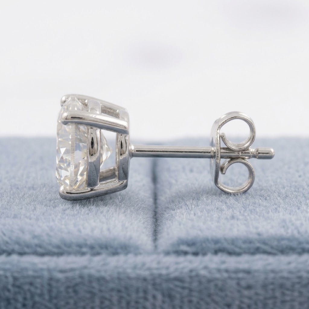 Moissanite Stud Earrings 1CT | 6.5MM | .925 Silver Round Stones