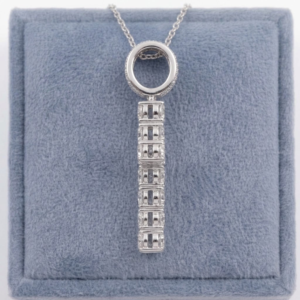 Moissanite Cross Rhodium Plated 925 Sterling Silver  21mm x 29mm Pendant