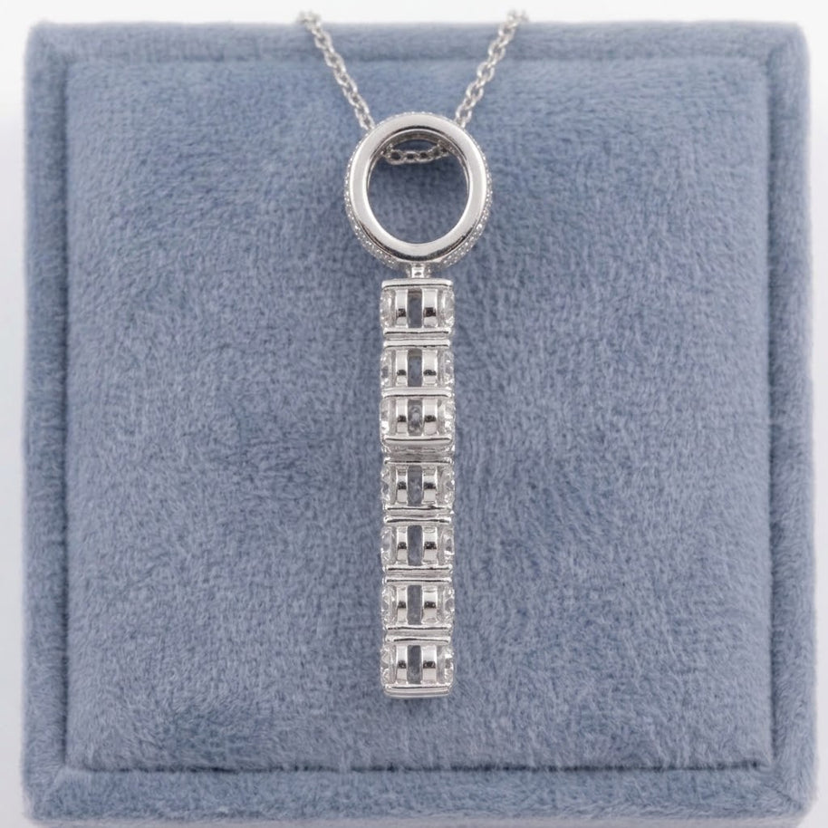 Moissanite Cross Rhodium Plated 925 Sterling Silver  21mm x 29mm Pendant