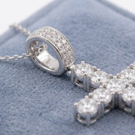 Moissanite Cross Rhodium Plated 925 Sterling Silver  21mm x 29mm Pendant