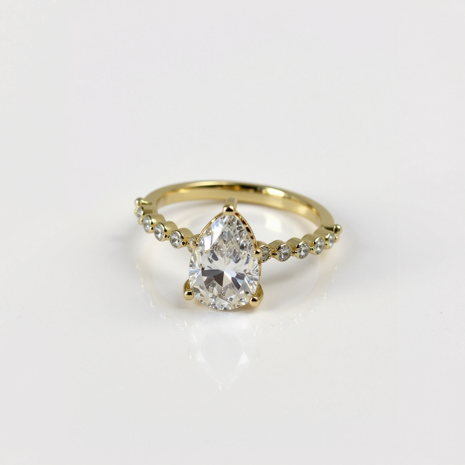 Pear Shaped Lab Grown Diamond Ring