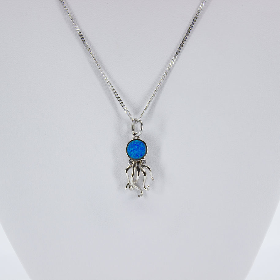 Opal and Silver Squid Necklace