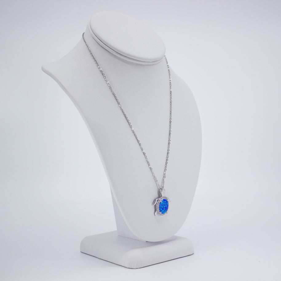 Opal and Silver Sea Turtle Necklace